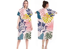 LOMTRATS Double Sided Fleece with Pockets Quick Dry Surf Cape Swimming Towel Hooded Bathrobe for Women Men Swimming Beach Surfing Diving Home Bathing