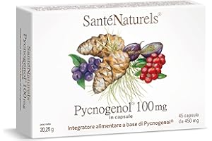 SANTE' NATURELS Pycnogenol ● 45 Capsule Vegetali ● Integratore Vegetale Potenziato con Zafferano, Mirtillo Rosso e Mirtillo Nero ● Brevettato Horphag
