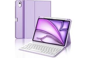 FOGARI Teclado para iPad Air 11 Pulgadas M2 2024/M3 2025, Funda para iPad Air 11" M2 2024/M3 2025 con Español Ñ Teclado Bluetooth Magnético con Portalápices, Púrpura Ligera