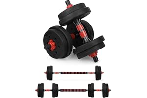 wuuhoo® Set d'Haltères Arni – Ensemble de 2 pièces, Avec des Disques et 2 barres, Set d'haltères en synthétique 30mm, avec verrouillages étoile – Équipement de Gym à Domicile