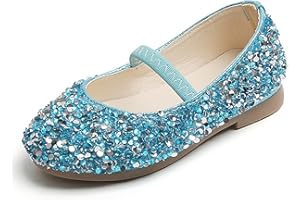 MNSZCN Princess Shoes Girls Glitter Mary Jane Flat Sandal Sequin Party Wedding Birthday Dress Cosplay Shoes for 2-7 Years Toddlers Kids