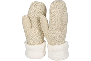 styleBREAKER Damskie ciepłe zimowe rękawiczki z dzianiny, rękawiczki z wzorem w romby, polar termiczny, rękawiczki z dzianiny 09010031