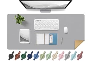 BLESWIN Tappetino da Scrivania in Pelle, Tappetino Antiscivolo per Mouse di Grandi Dimensioni, Tappetino Protettivo da Scrivania Impermeabile, Tappetino da Scrivania Decorativo (Grigio Chiaro, 90x43CM)