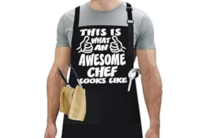 POHOVE King of the Grill Apron, Kitchen Cooking Grilling Funny Apron with Front Pockets Gifts for Husband, Son, Boyfriend