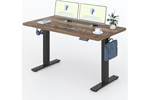 ‎FLEXISPOT FLEXISPOT Höhenverstellbarer Schreibtisch 160×80cm, mit Haken und 25mm EINTEILIGER Tischplatte, ergonomischer Schreibtisch mit LED-Höhenanzeige und Memory-Funktion (Walnussbraun,Schwarz)