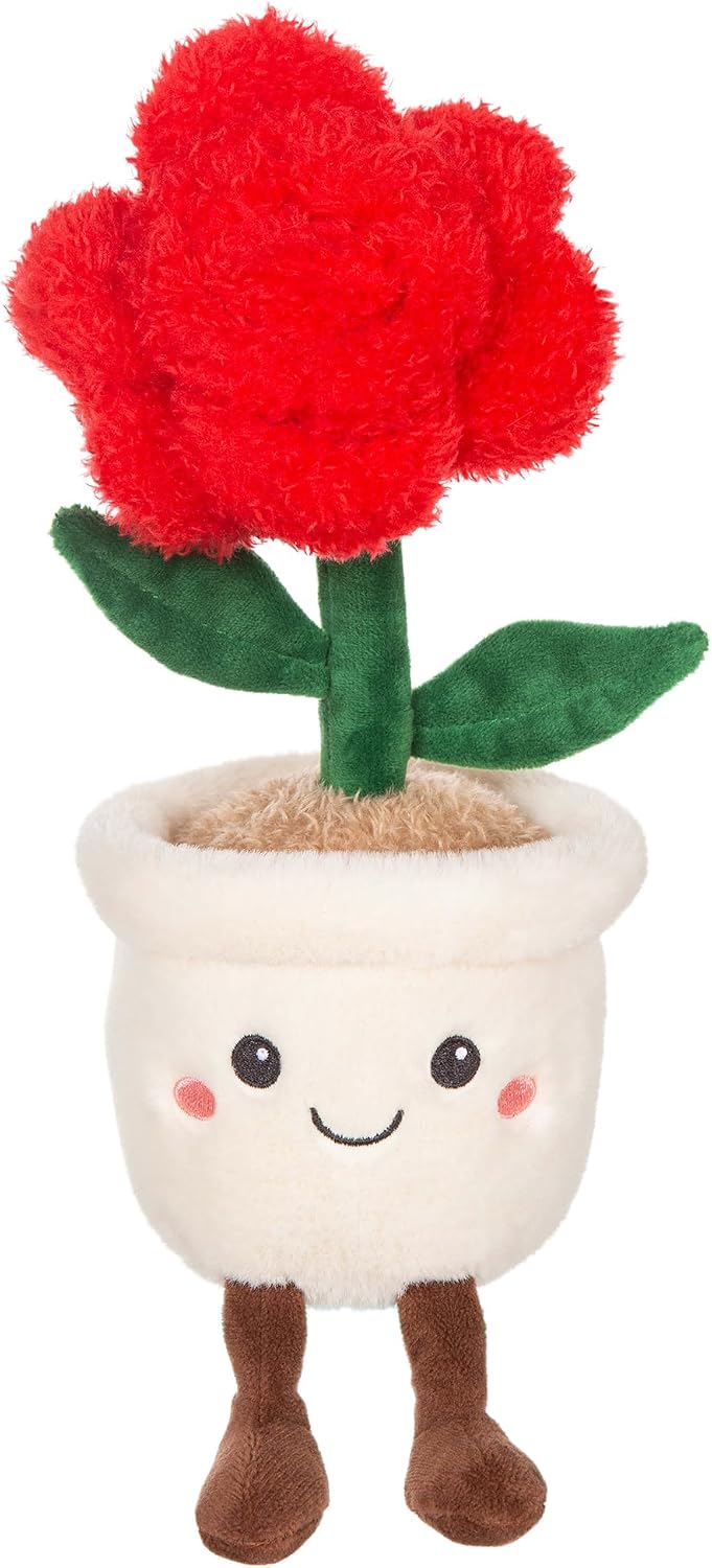 Gipsy Toys - Mimi Flowers - Peluche Flor – Rosa Roja con Maceta Crema - 24 cm - Idea Regalo Niños y Adultos - Peluche Kawaii - Suave y Lavable - Peluche Flor Positiva