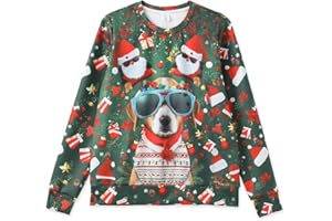 IFFEI Weihnachtspullover for Damen Herren 3D Graphic Ugly Christmas Sweater Lustige Sweatshirt Tops for Xmas Party