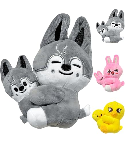 Musolaree Skzoo Peluches Stray Kids - Lot 8 Poupées 21cm Wolf Chan, Leebit, Dwaekki, Jiniret, Han Quokka, BbokAri, PuppyM, Foxl.NY