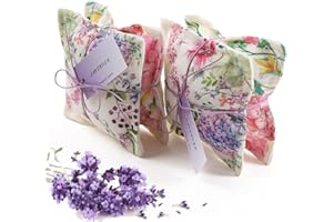 Aucuda Lavender Sachets for Wardrobe Fresheners, 4 Pack Lavender Bags for Wardrobes, Hand-Made Scented Drawer Sachet for Women, Purple Closet Deodorizer Odor Eliminator,Pot Pourri Decor for Christmas.