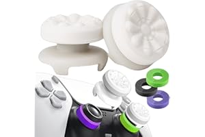STAY GENT Grip Joystick pour PS5 - FPS Capuchons Joystick pour PS5 & PS4 Accessoires Manette 2 Thumbsticks Grip + 3 Anneaux de Précision Controller Thumb à Aide avec Viser Réduire Pouce Fatigue, Blanc