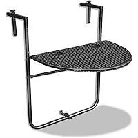 Aufun Balkonhängetisch Balkontisch Klappbar Hängetisch Einhängen Klapptisch 60 x 40 cm Halbrund, 3-Fach Höhenverstellbar…