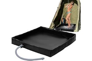 VGVGAJ PVC Foldable Shower Base - Portable Camping Shower Tray With Drain, Awning Base Or Indoor, Beach - 104x104x15 Cm