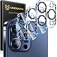 UniqueMe [3 Pack for iPhone 15 Pro/iPhone 15 Pro Max Camera Lens Protector, Ultra HD Tempered Glass Camera Len Protection Cover [Case Friendly] [Anti Scratch] [Night Shooting Mode]-Blue