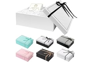TAIXING 2025 Neu Geschenkbox mit Deckel, Geschenk Box 25 x 18 x 8,5 cm, Geschenkbox mit Schleifen, Raffia, Grußkarten, Geschenkbox Set für Hochzeit Geburtstag Valentinstag Weihnachten