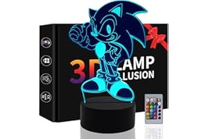 Uitirla Sonic 3D Illusion lamp, Sonic D Night Light, Sonic Toys for Boys, Gadgets for Men, 3D Illusion Lamp with Remote Control and 16 Colors Change, Ideal Birthday Gift