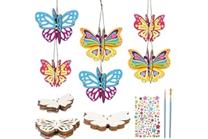 DKINY 12pcs 3D Schmetterling aus Holz, Schmetterling Holzbastelsets für Kinder, Kreative Kunst & Bastelbedarf, 3D-Schmetterlinge zum Basteln, Ideale Geschenke für Junge Mädchen in Frühling Ostern