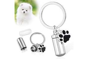 SUWIWKKOA Pet Urns for Ashes Keyring, Urn Keyring for Ashes, Birthstone Urn Keychain Memorial Ashes Keepsake, Cremation Jewellery for Ashes (Dog Paw Charm)