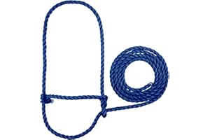Weaver Livestock Braided Poly Rope Cattle Halter, Adjustable, Modern Style Cow Calf Halter, Livestock Handling Equipment for Showing, Blue