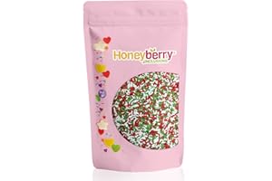 HONEYBERRY INCLUSIONS Christmas Sprinkles Sugar Strands 200g - Premium Edible Decorating Christmas Vermicelli Sprinkles for Baking, Cupcake and Cake Decorations, Ice Cream and Dessert Toppers
