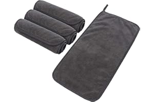 SINLAND Mikrofaser Make-up Entferner Tuch 4 Stück weiches Gesichtsreinigungstuch saugfähiges Waschlappen Waschbar Gesichtstücher Dunkelgrau 20cmx40cm