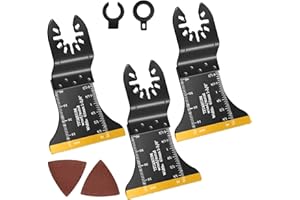 SHOWANER 3 Pcs Titanium Oscillating Multi Tool Blades, Oscillating Saw Blades Universal Multitool Blades for Cutting Metal Nails Screws Wood and Plastic, for Makita, Ryobi, Milwaukee, Rockwell and More