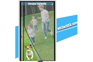 Dmore moustiquaire porte magnétique, rideau moustiquaire mises à jour et plus larges sans perçage, Ouverture réversible à gauche et à droite du rideau moustiquaire, 100 x 210 cm, Noir