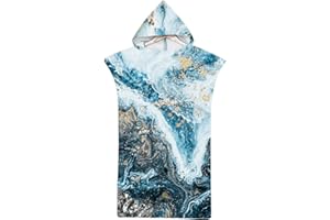 ROWJOY Asciugamano da Spiaggia con Cappuccio, Adulto Spiaggia Robe, Poncho Asciugamano con Marmo, per Surf, Spiaggia,Costume da Bagno Cambio (L1-75 x 110 cm)
