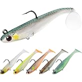 TRUSCEND Shadtale BKK Lure with Hooks - Easy Catch: Sinking and Tremor: Attract More Bites; Paddle Tail Swimbait for Bass, Tr
