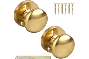 Neighbours Lane Brass Door Knobs - Victorian Door Knobs with Door Lock for Interior Doors - Door Handles for Home and Kitchen - Durable Bathroom Door Lock & Bedroom Door Lock - 51mm 1 Pair