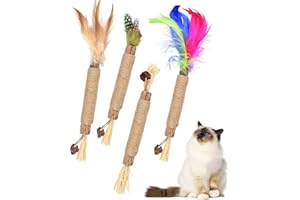ERKOON 4pcs Katzenminze Sticks, Silvervine Stick Matatabi Stick Katze Kausticks für Katzen Dental Kau-Sticks helfen bei Zahnstein & Mundgeruch Gesund Hygiene Zahnpflege