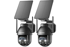 YESYAMO 2 Unidades 2 K Cámara Vigilancia WiFi Exterior Inalámbrica Solar, Cámara Exterior Solar 2,4 GHz con Panel Solar, 360 ° PTZ, Visión Nocturna Color, Audio Bidireccional