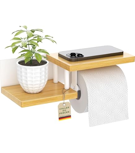 Porte Papier Toilette Mural Avec étagère En Marbre - Sans Perçage, Design élégant, Pour Salle De Bain Et Cuisine (noir, Blanc Or)