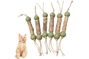 Simsky 6 Pièces Bâtonnets Herbe à Chat avec Balle, Bâtonnets d'herbe à Chat, Bâtons à Mâcher pour Chats, Jouets pour Chats, Jouets de Soins Dentaires pour Chats, pour Grincer des Dents