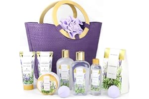 ‎SPA LUXETIQUE SPA LUXETIQUE Damen Bade Geschenkset - 10tlg. Lavender Duft Geburtstaggeschenk Wellness set für Frauen Handcreme, Duschgel, Schaumbad, Bodylotion, Badesalz, Badeschwamm, Muttertagsgeschenk