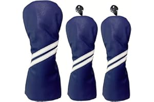 MYKEPODA 3pcs Navy Blue Golf Wood Club Headcovers 135 for Driver Fairway Wood Golf Head Covers Set
