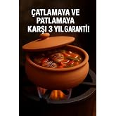 Elviora Doğal Toprak G&uuml;ve&ccedil; Tencere, 2 Litre, Kapaklı, Ocak ve Fırın Uyumlu, Kahverengi