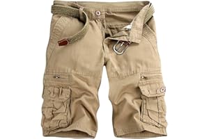 VATINNT Mens Cargo Shorts Cotton Combat Casual Work Shorts with Zipper Pockets No Belt
