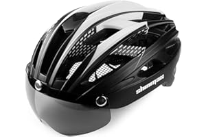Shinmax Casque de Vélo avec Éclairage LED, Sécurité Magnétique, Écran Amovible, Visière à Roulettes pour Ski, Snowboard - Homme Femme NR-096