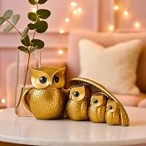 Xtore® Golden Owl Family (Mother & Child) for Home Decor (Pack of 1, Golden)