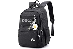 Travistar School Bag for Teenage Girls Casual Backpack High Middle Bookbag Multi-pocket Elementary Girls Backpacks Large Capacity Rucksack Bag for Women Travel Hiking Camping (Black)