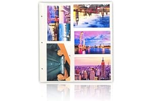 Arpan 20 Refill Slip in Pocket Photo Album Sheet Holds 6x4'' 200 Photos For Large Ringbinder Photo Album, white Cream