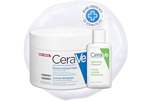 CeraVe Kit Corpo e Viaggio, Crema Idratante Viso e Corpo, Per Pelle Secca, Con Acido Ialuronico, 340 g + Detergente Idratante Viso da Viaggio, Per Pelli da Normali a Secche, 20 ml