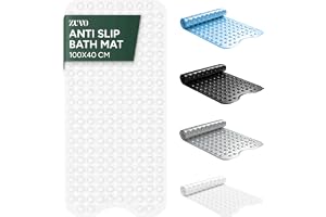 Zuvo Halkfri badkarsmatta i PVC, 100 x 40 cm, vit, med sugkoppar