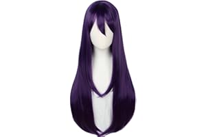 Linfairy Peluca de Color Púrpura Larga Halloween Cosplay Peluca Para Mujeres 85 cm