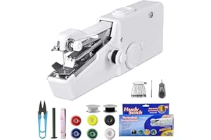 HZSZJMN Mini Sewing Machine, Handheld Sewing Machine for Beginners, Portable Electric Sewing Machine With Sewing Accessories, Suitable For DIY, Garments, Curtains, Home Travel (White)