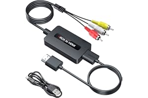SUNNATCH RCA auf HDMI Konverter Kabel, Männlich Adapter, Composite CVBS AV auf HDMI mit Full HD 720P/1080P Ausgang