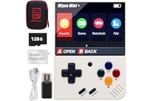 ASTARAMA Miyoo Mini Plus Handheld-Spielekonsole, 8,9 cm Open Source Retro Spielkonsole mit 128G TF Karte, Eingebaut in 15000+ klassischen Spielen, Unterstützung WiFi ,Mit Aufbewahrungstasche(Weiß, 128G)