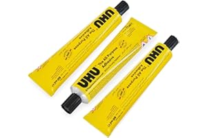 EDE GROUP Paquete de 3 tubos (60 ml cada uno) pegamento UHU, pegamento adhesivo multiusos, perfecto para manualidades, transparente, secado rápido, fuerte, manualidades, bricolaje