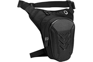 WIYETY Motocyklowa torba na nogę dla mężczyzn i kobiet: torba na nogę i nerka 2 w 1 z regulowanym pasem biodrowym, twarda obudowa, kieszeń na nogę z 2 przegródkami, torba na udo motocyklowa, do jazdy