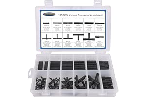 Vacuum Connector Assortment Heat Resistance 240℃（460℉）Automotive Vacuum Tubing Connector Vacuum Tee Connector Assortment Kit Nylon 115 Pieces BUSY-CORNER